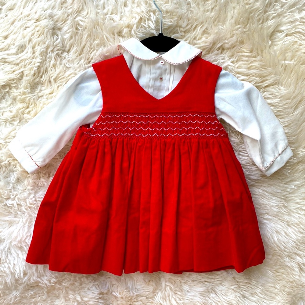 Perfect Christmas dress- Red Corduroy Jumper and Shirt